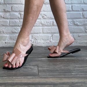 Elegant Pink Bow Sandals